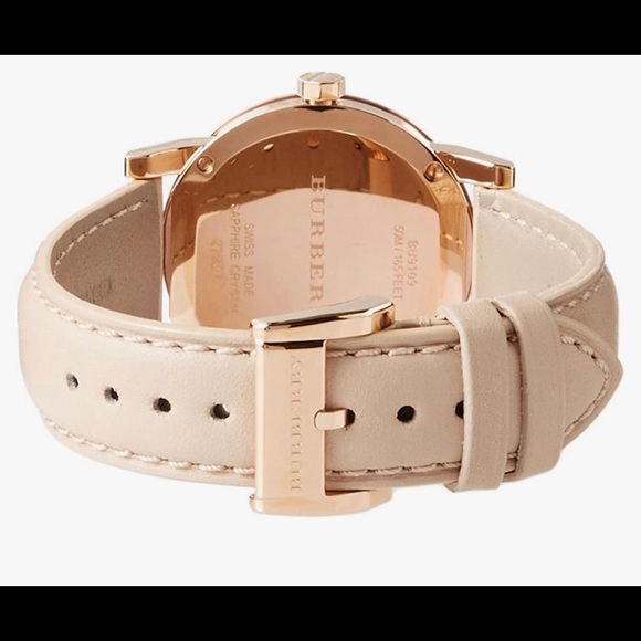 BURBERRY WOMEN'S THE CITY ROUND BEIGE LEATHER STRAP WATCH - Picture 5 of 14